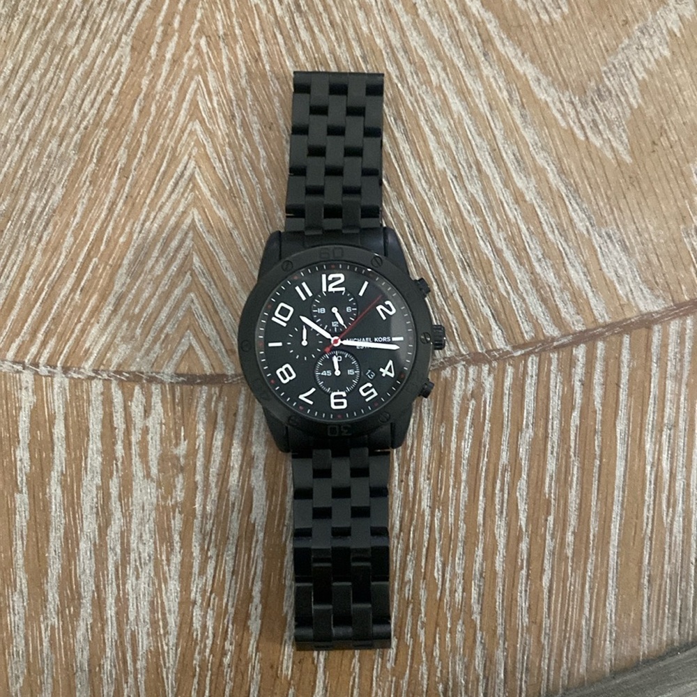 Michael Kors Mens Chronograph Black Ion-Plated Stainless Steel Watch MK8350